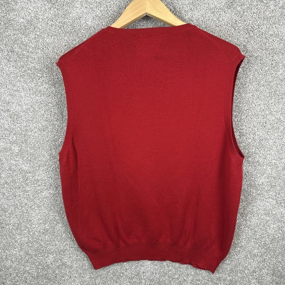 Polo Ralph Lauren Mens Red 100% Pima Cotton V-Neck Sweater Vest Size Large